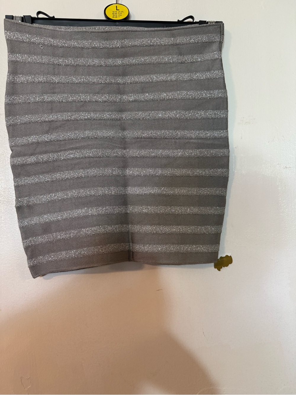 Armani Exchange Gray Metallic Stripe Pencil Skirt